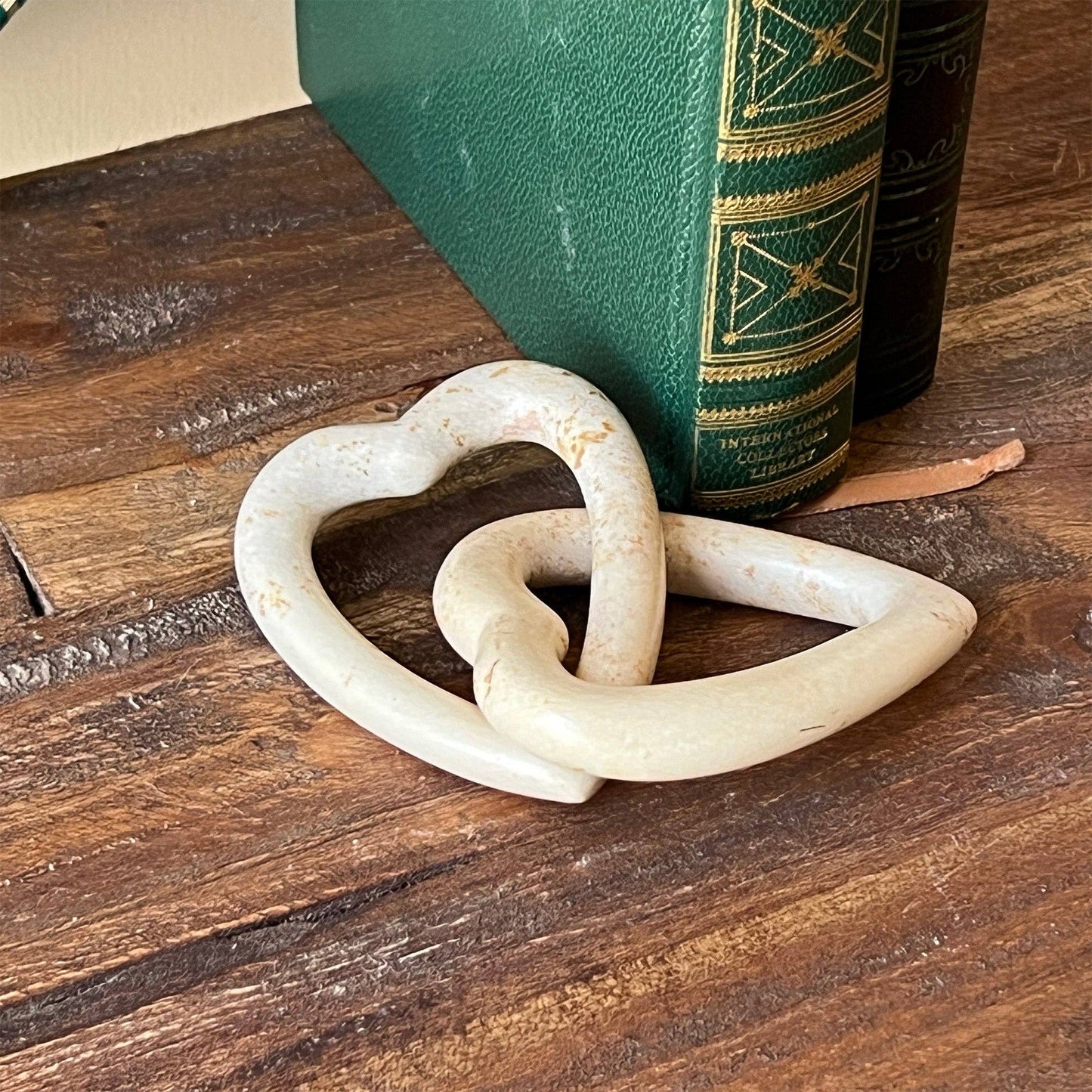 Soapstone Carved Twine Hearts