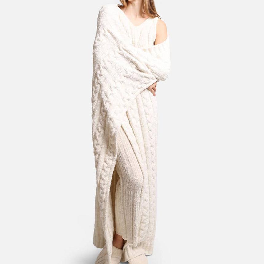 Luxury Cable Knit Soft Throw Blanket