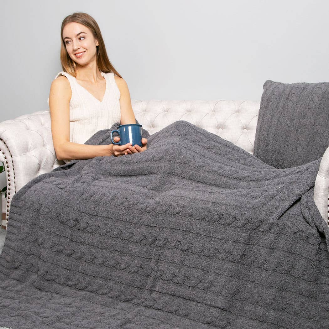 Luxury Cable Knit Soft Throw Blanket