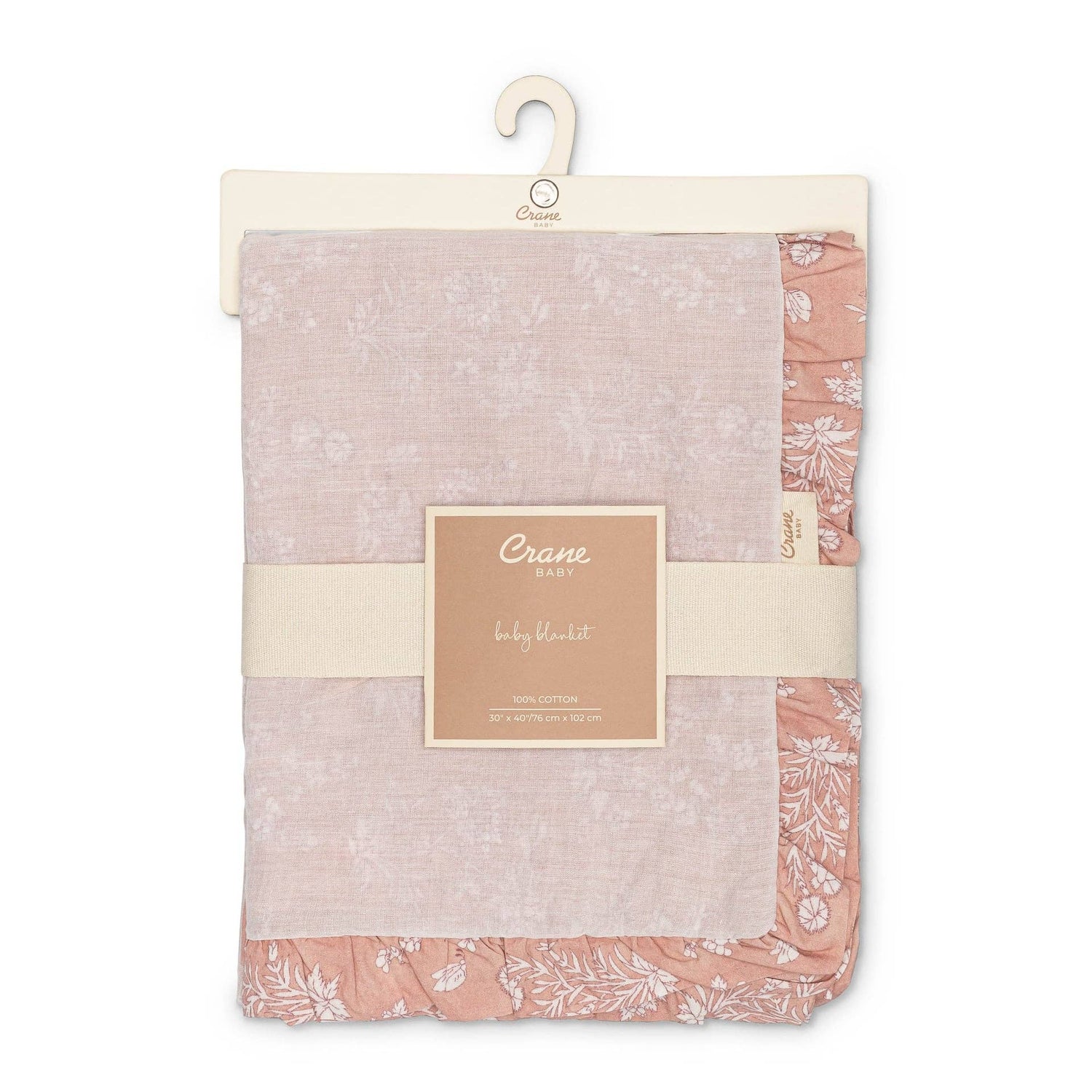 Violet Floral Muslin Baby Blanket with Ruffle Trim