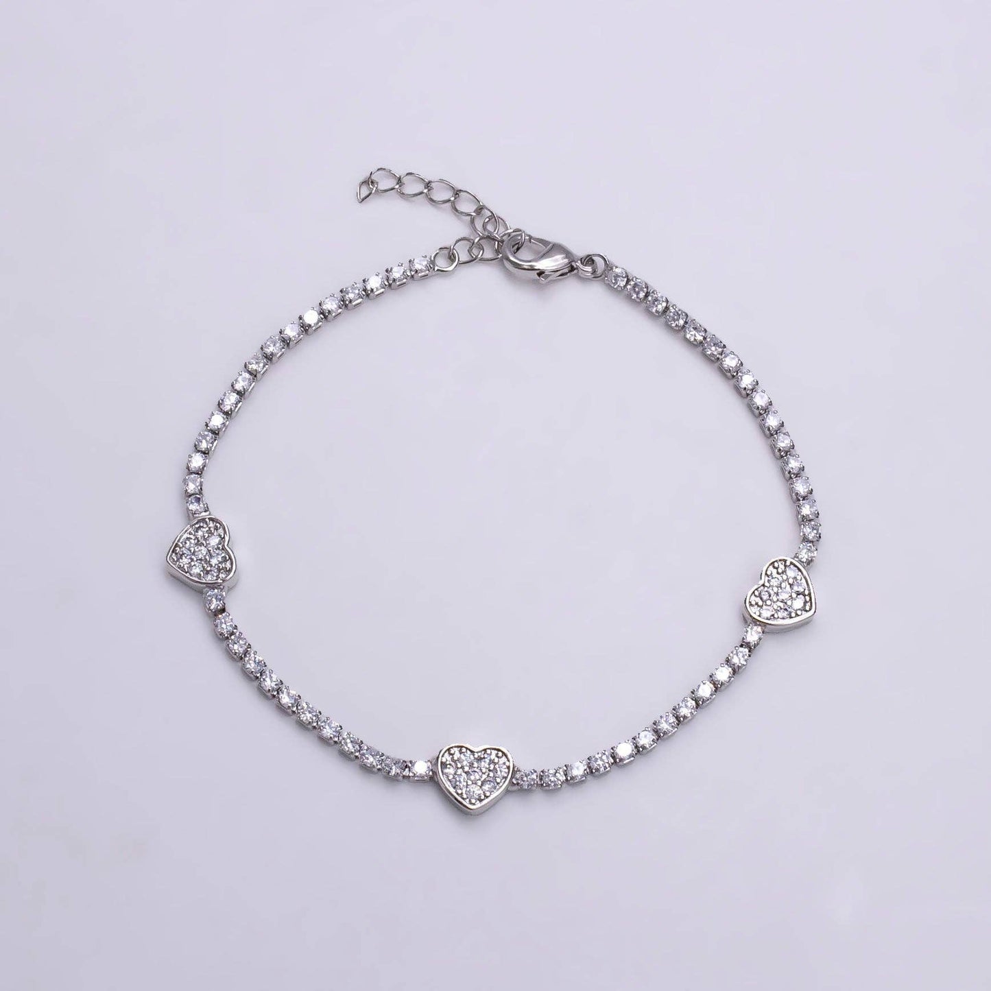 Triple Heart Tennis Bracelet