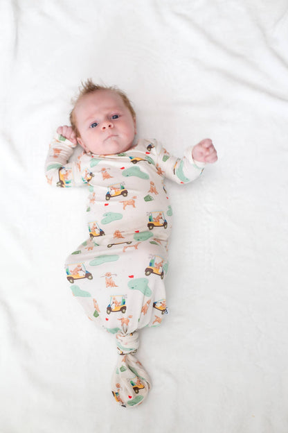 Barks &amp; Birdies (Golf Dogs) Knotted Infant Gown