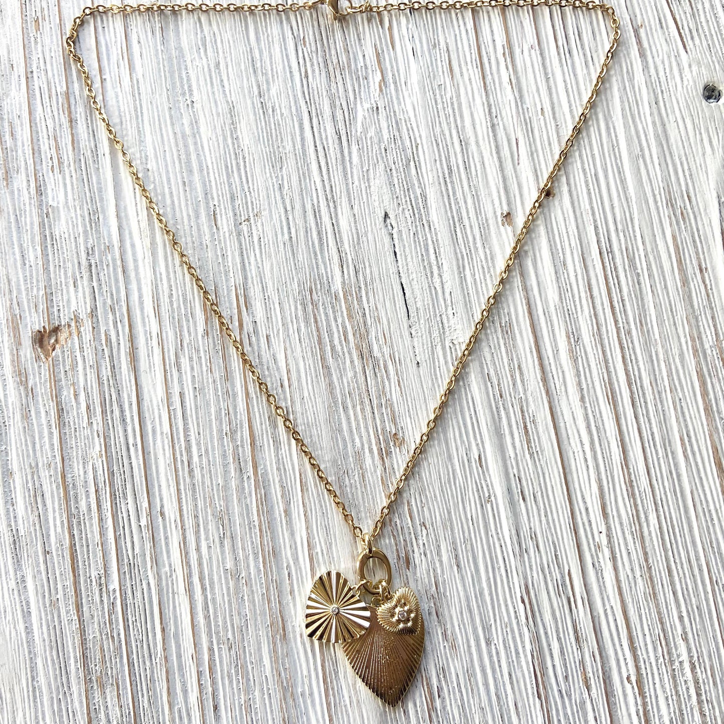 Triple Heart Charm Necklace