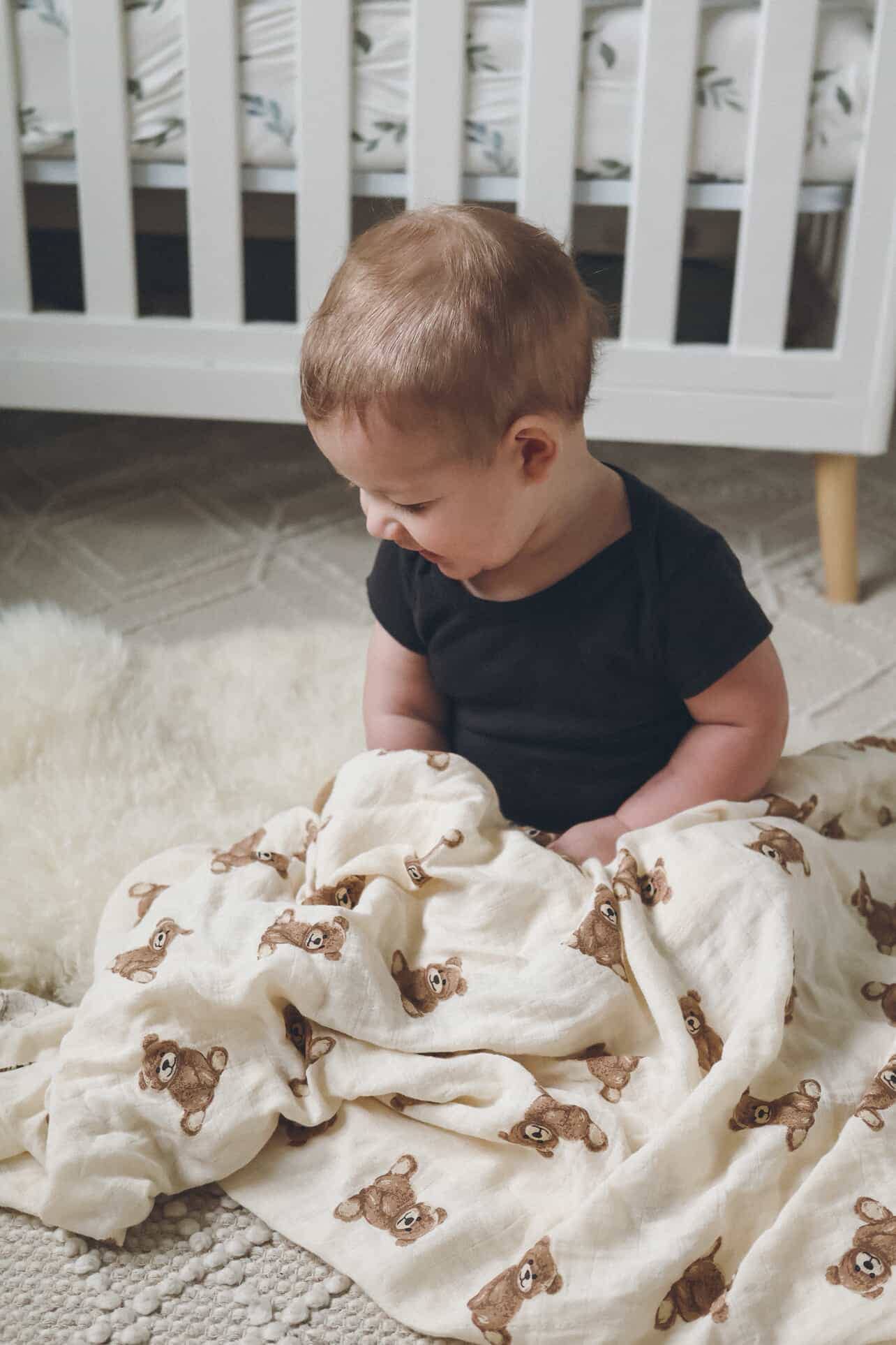 Teddy Bear Bamboo Baby Blanket
