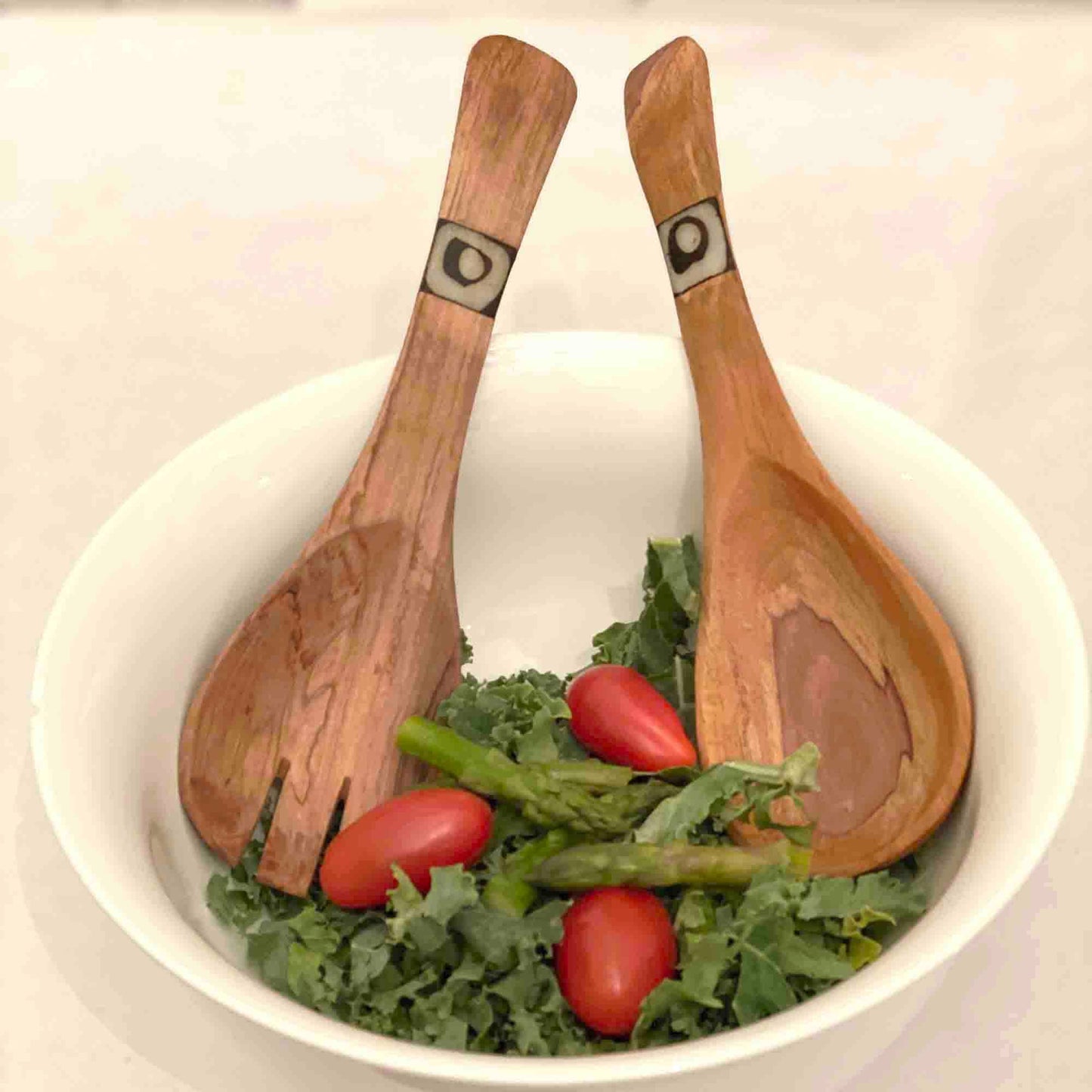 Olive Wood Serving Set - Small With Batik Inlay