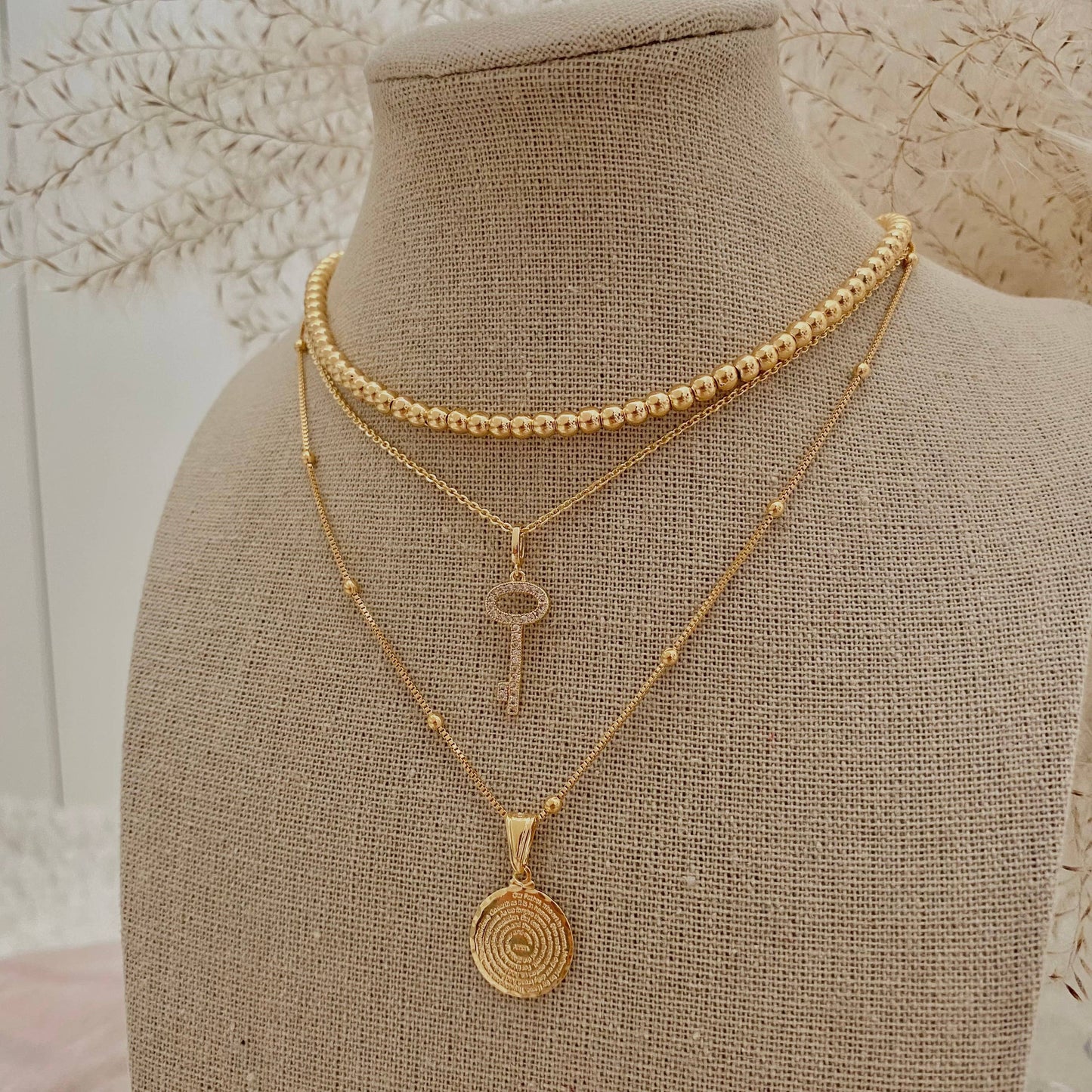 Our Father prayer coin necklace