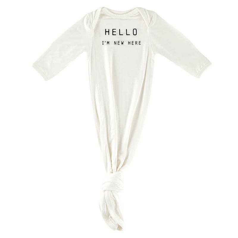 Hello I'm New Here Knotted Baby Gown