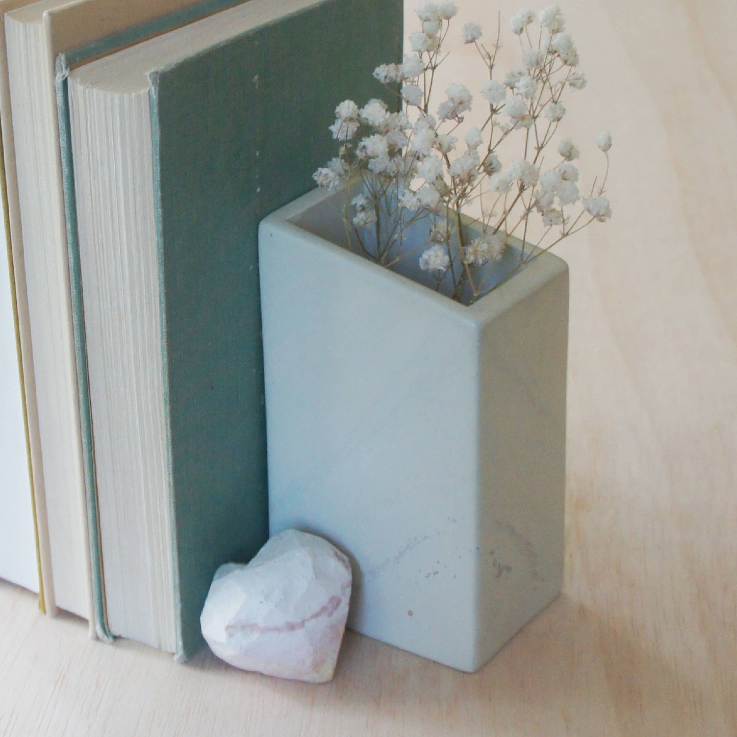 Handmade Stone Bookends & Vase