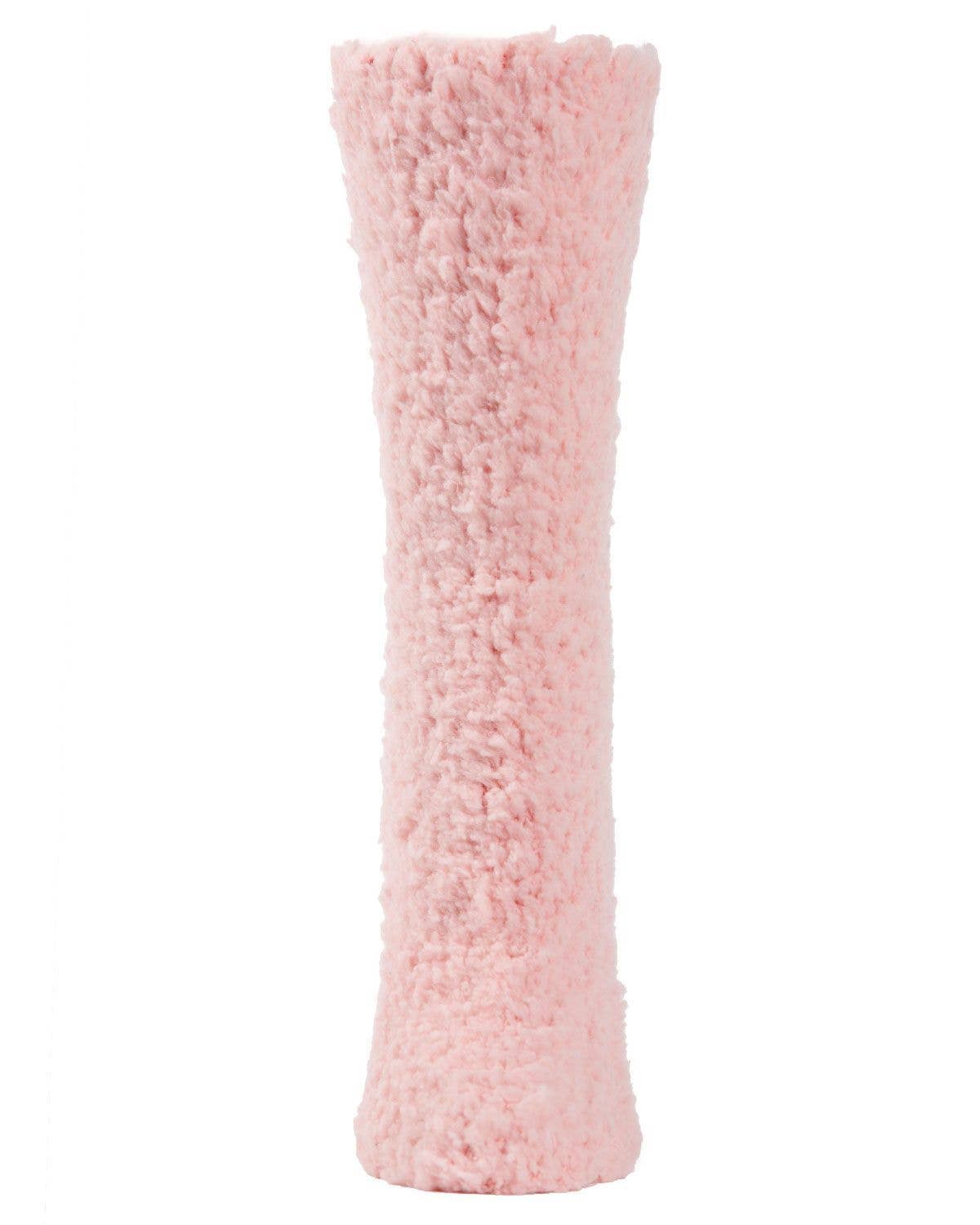Blush Pink Teddy Bear Plush Crew Socks