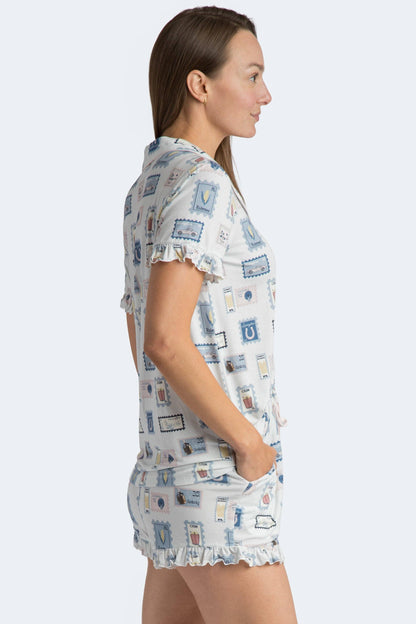 Kentucky Stamps Ruffle Shorts Pajama Set