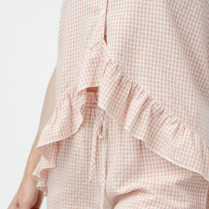 Gingham Ruffle Cotton Pajama Comfort Kit