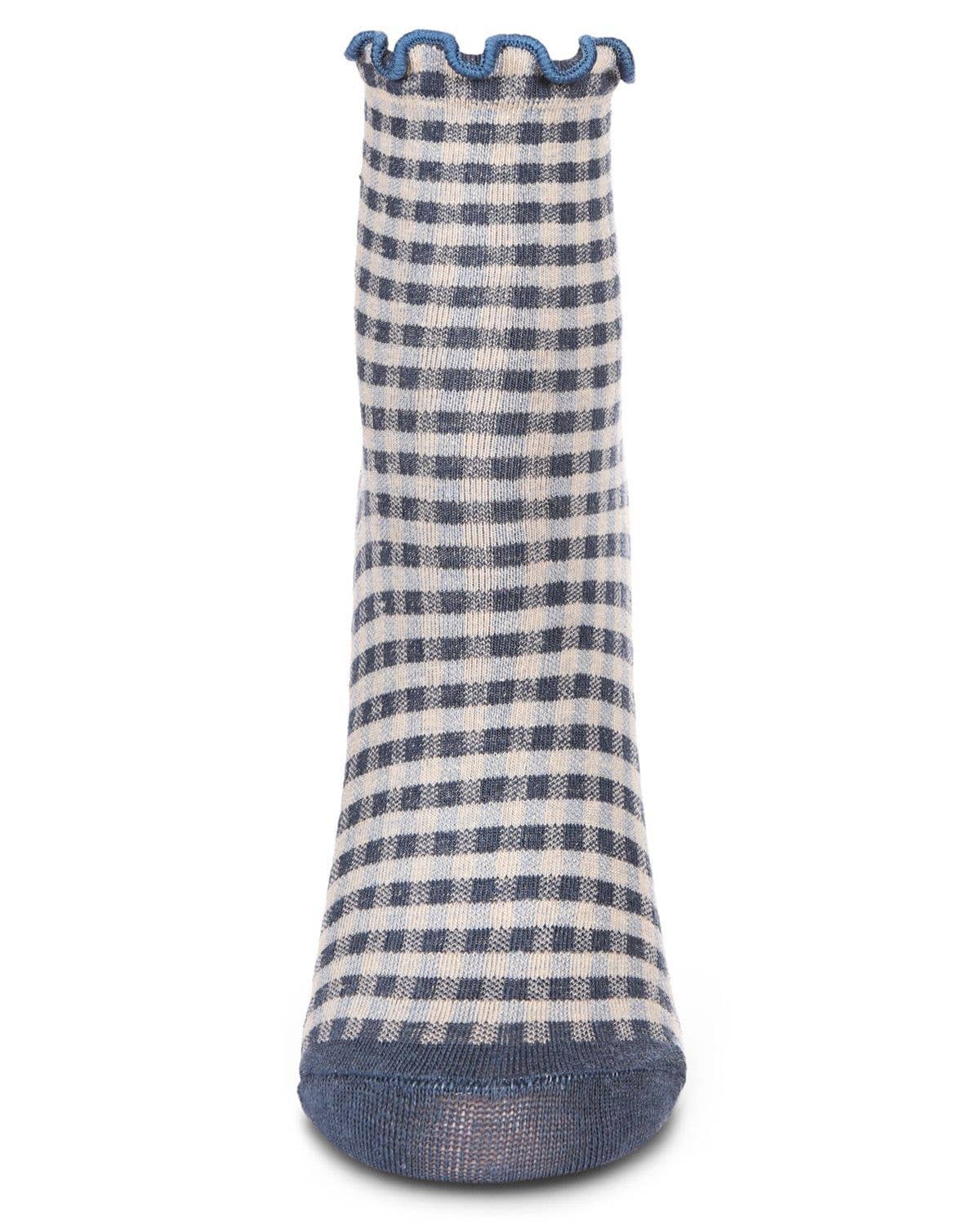 Gingham Cotton Blend Ruffle Socks