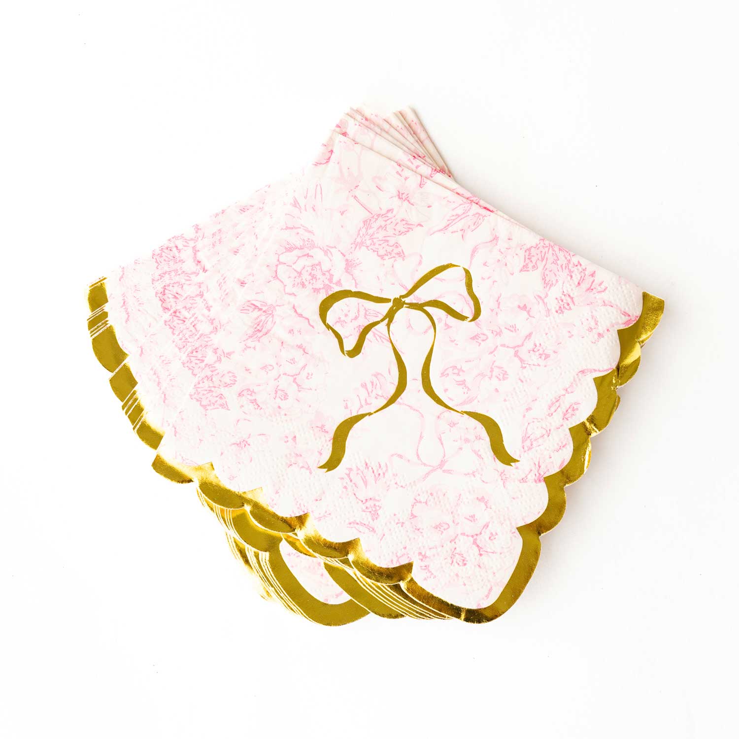 Pink Bow Paper Beverage Napkins