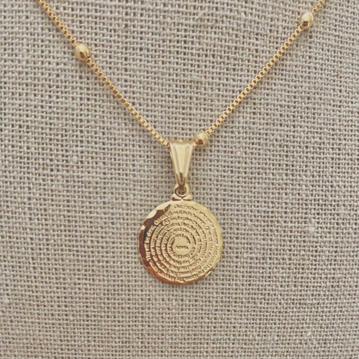 Our Father prayer coin necklace