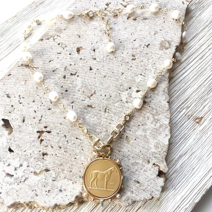 Horse Coin Equestrian Derby Necklace