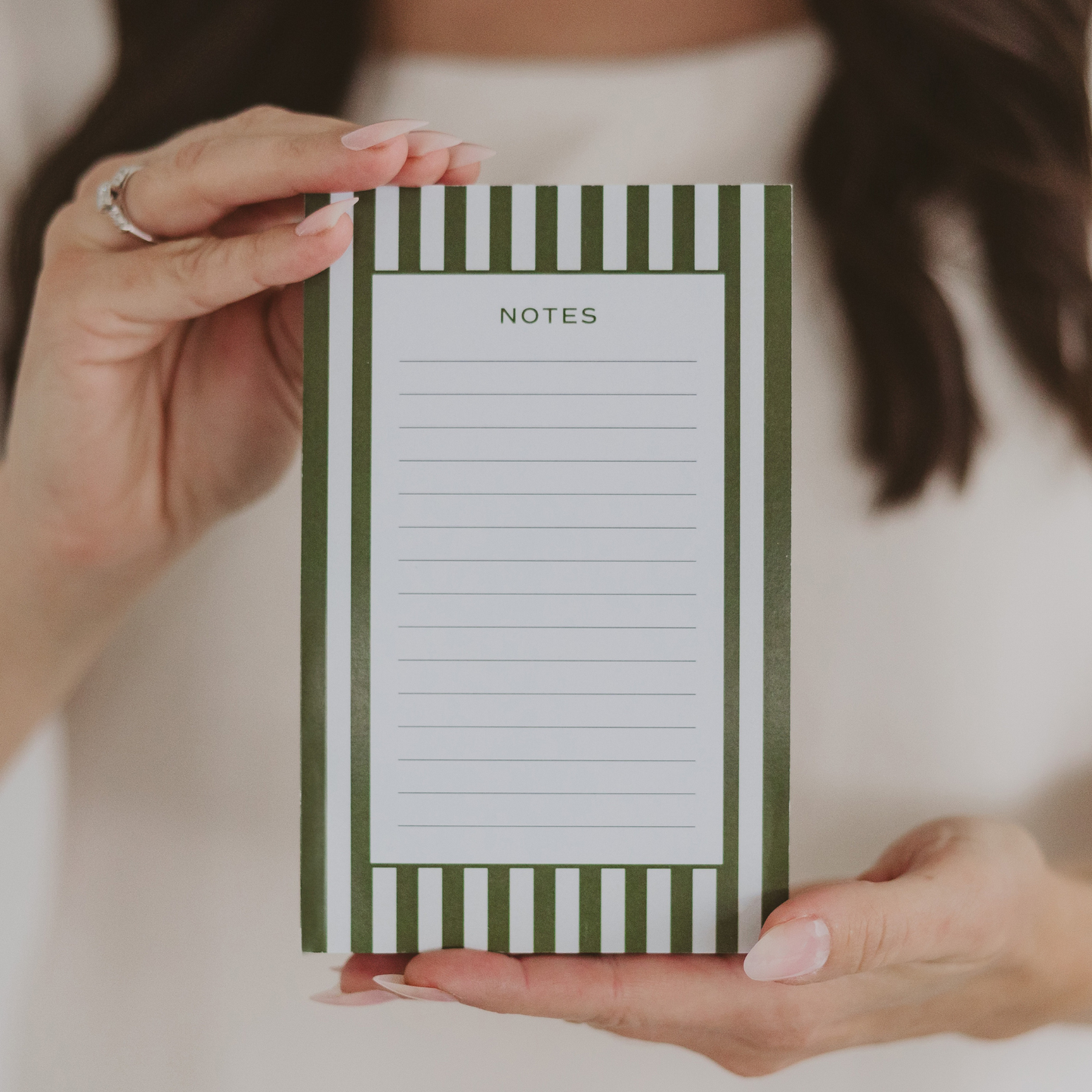 Hunter Green Striped Notepad