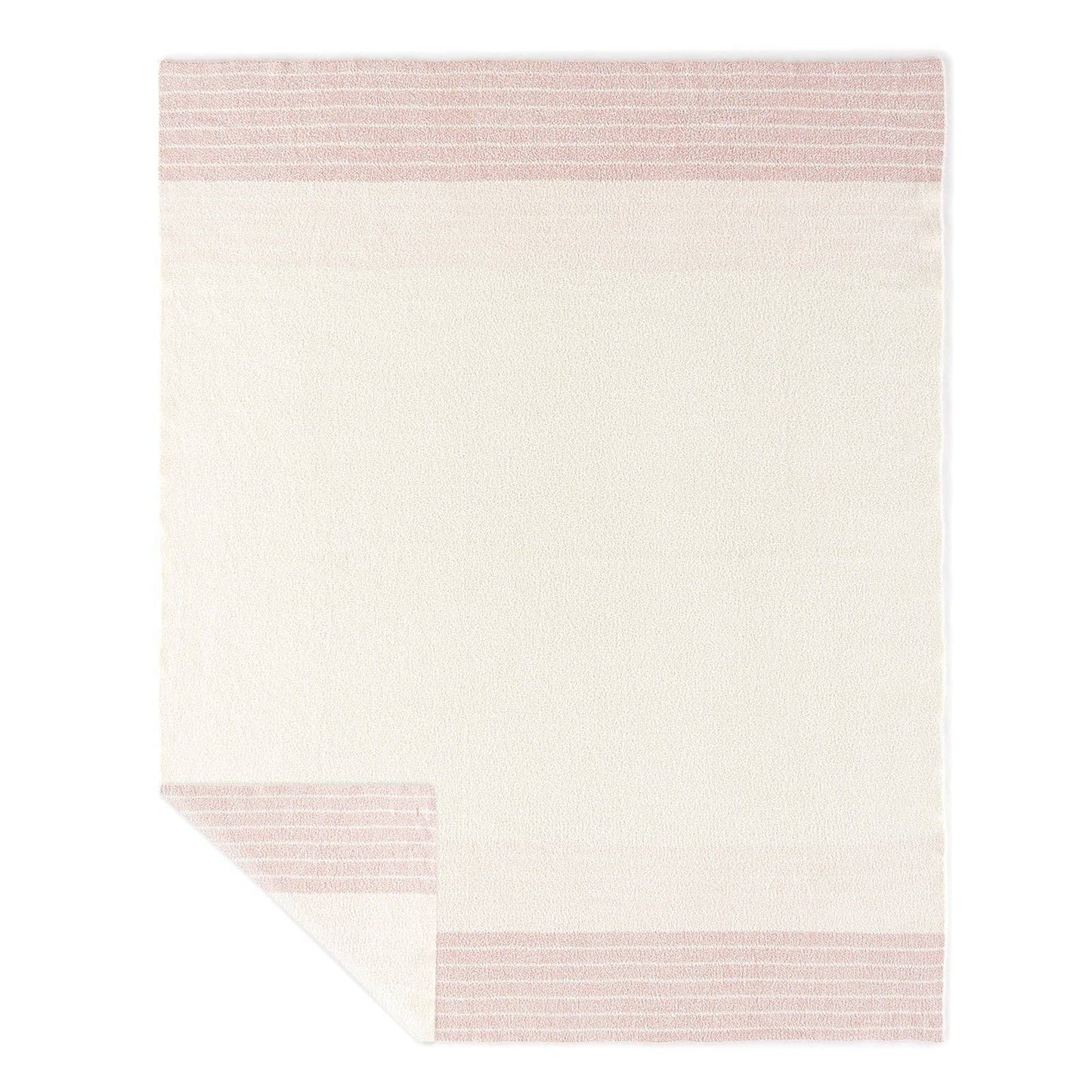 Pink Border Stripe Cozy Knit Throw