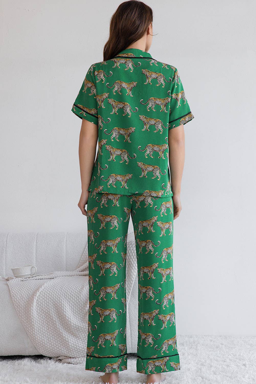 Satin Cheetah Print Pajama Set