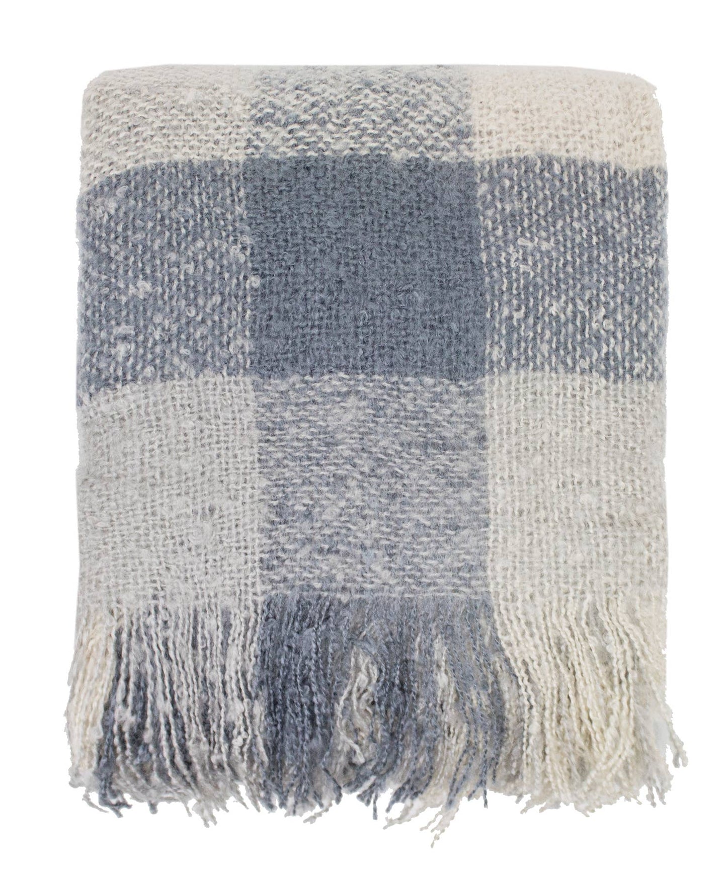 Faux Mohair Plaid Fringed Throw Blanket