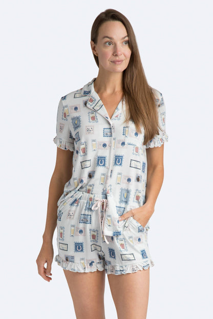 Kentucky Stamps Ruffle Shorts Pajama Set