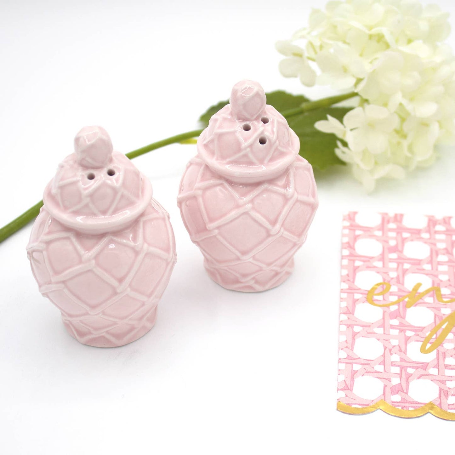 Pink Ginger Jar Salt & Pepper Shaker Set