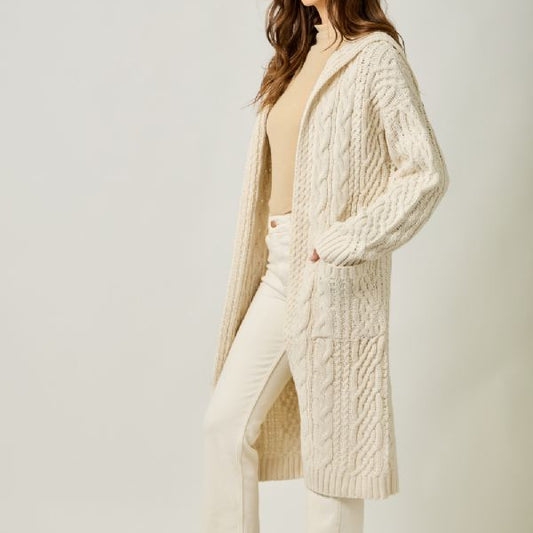 Long Hooded Cardigan Sweater