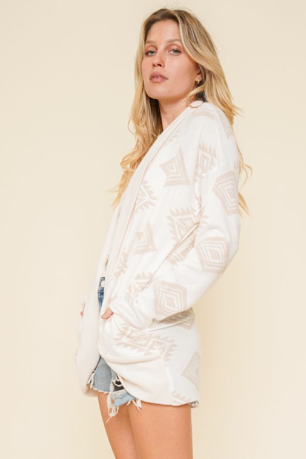 South Western Print Open Cardigan