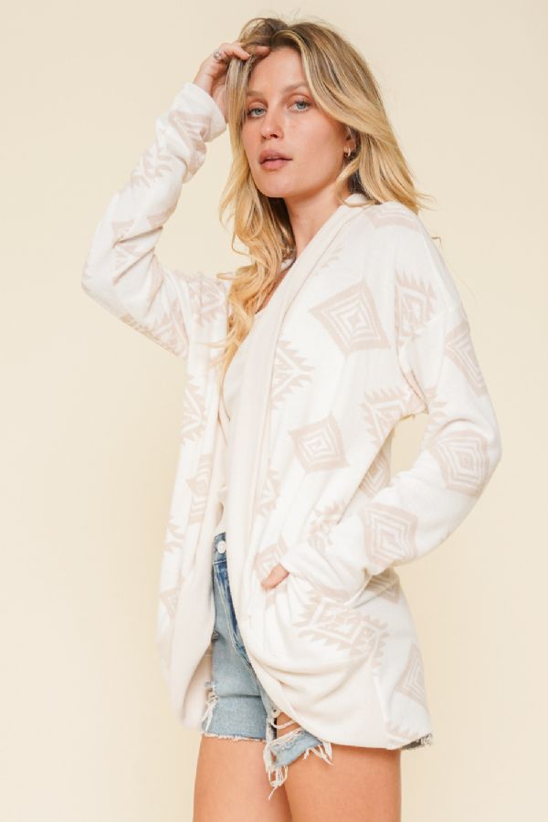 South Western Print Open Cardigan