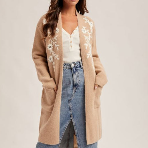 Floral Embellished Coatigan