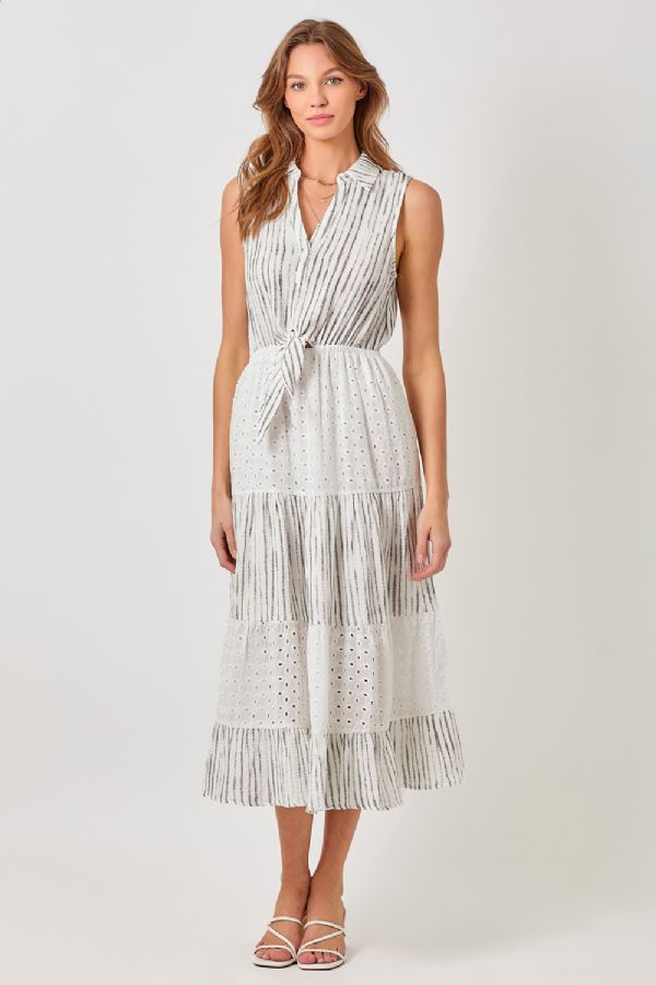 Cool Cotton Tie Front Long Dress