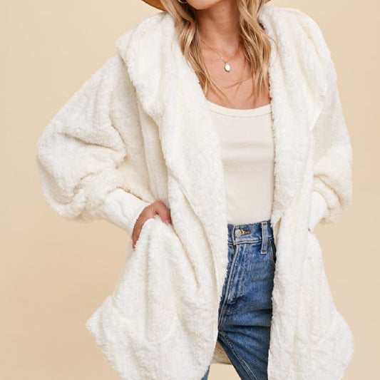 Cozy Snow White Hooded Cardigan