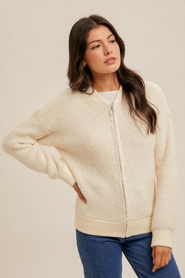 Zip Front Ivory Sweater