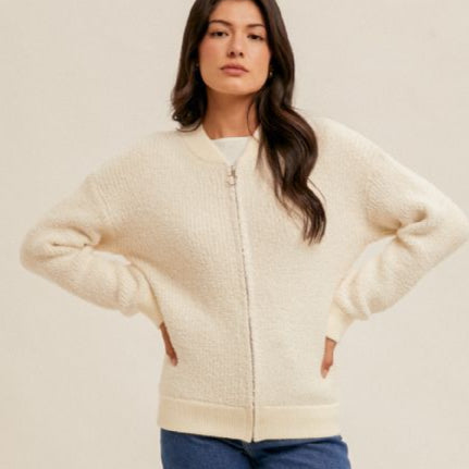 Zip Front Ivory Sweater