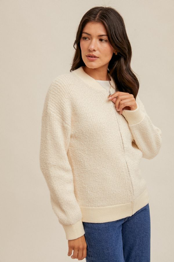 Zip Front Ivory Sweater