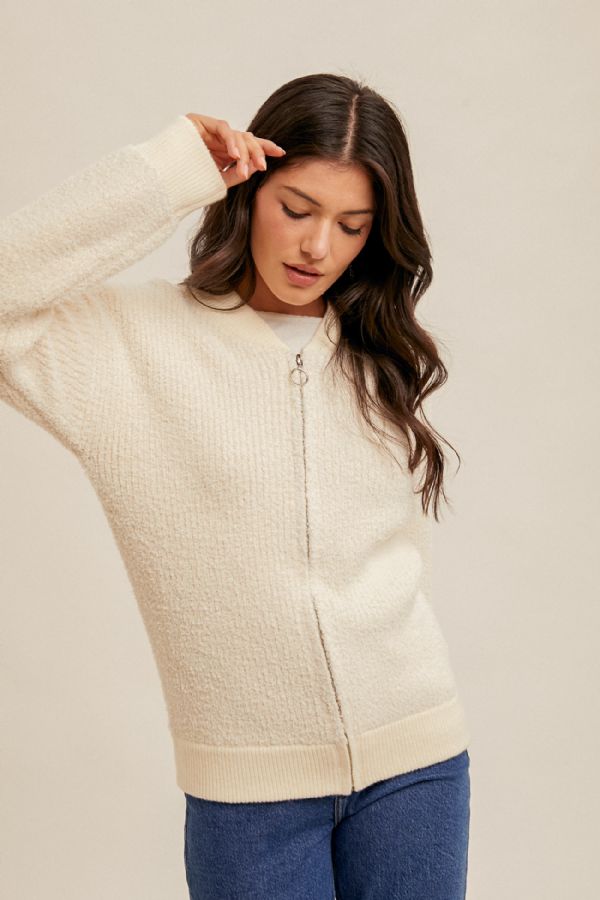 Zip Front Ivory Sweater