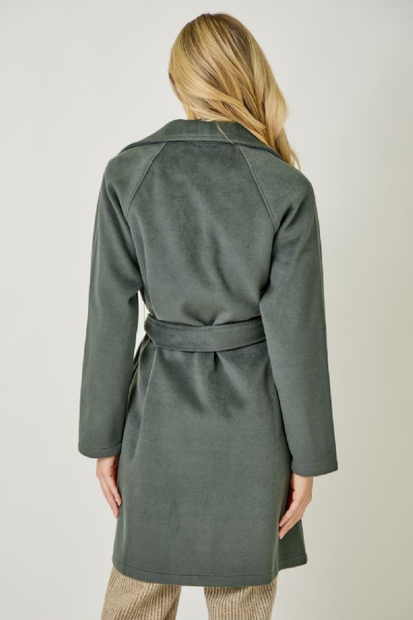 Dark Moss Lapel Collar Robe Coat