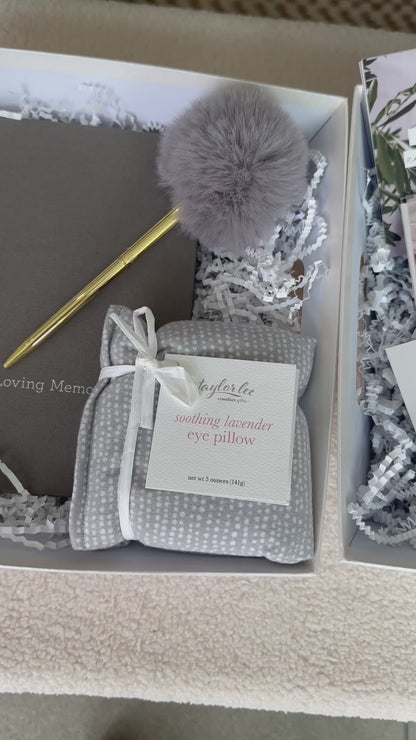 in loving memory gift box for sympathy or death and comfort during loss with memory journal and soothing lavender eye pillow
