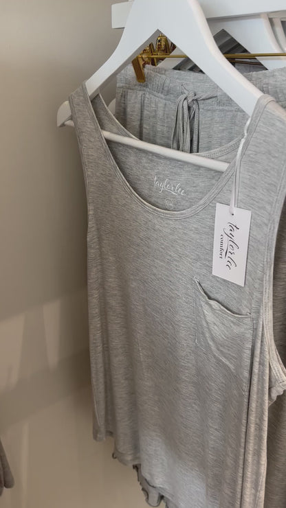 Riley Ruffle Hem &amp; Tank Bamboo Pajama SET