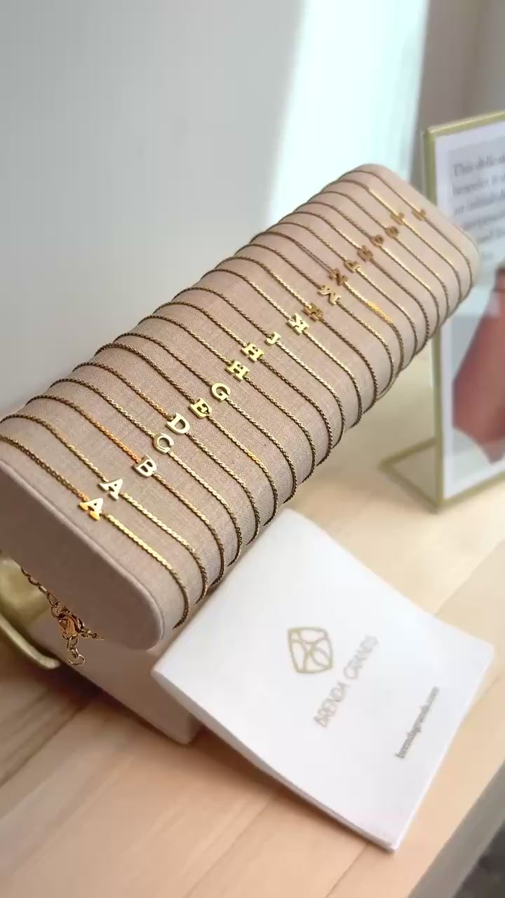 Dainty Waterproof Gold Initial Bracelet