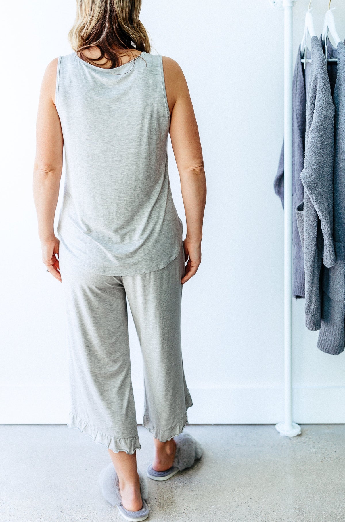 Riley Ruffle Hem &amp; Tank Bamboo Pajama SET