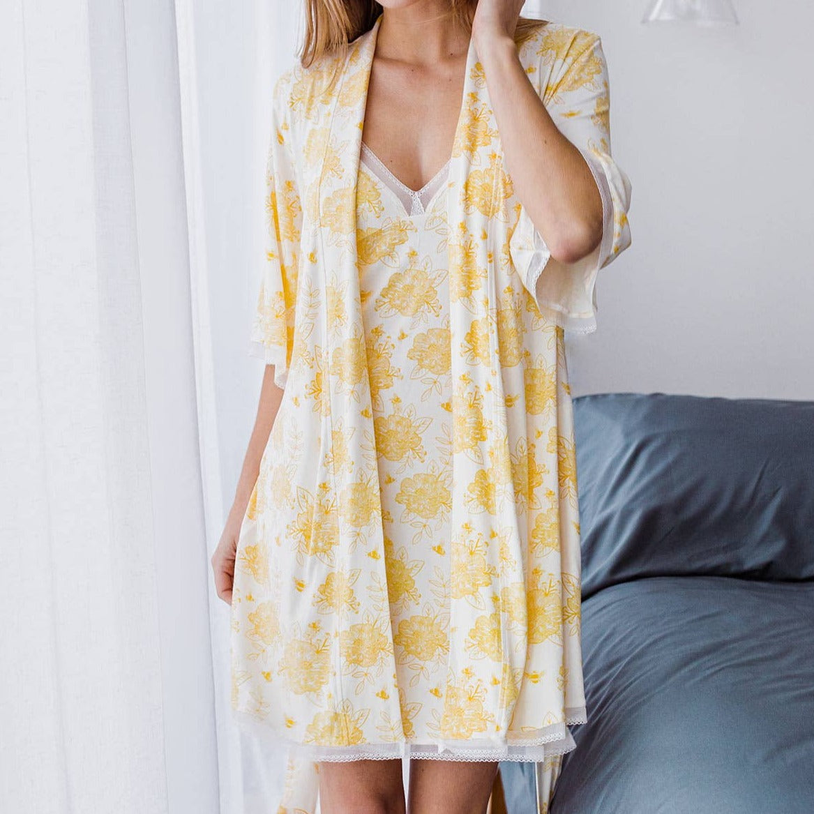Brittany Bamboo Lace Robe