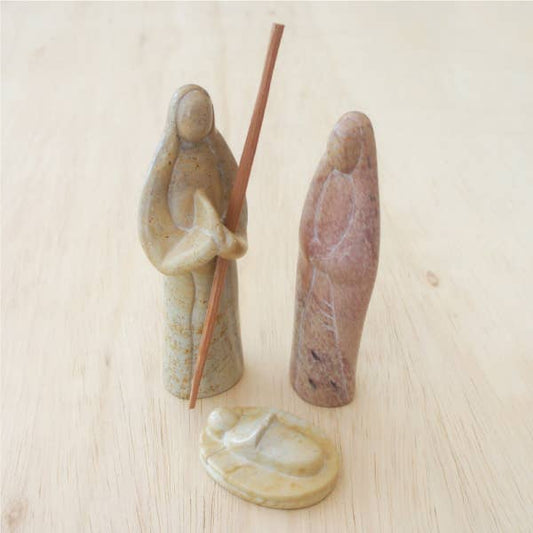 3 Piece Natural Stone Nativity Set